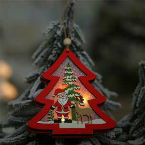 LED light Christmas Tree Star car Wooden