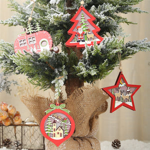 LED light Christmas Tree Star car Wooden